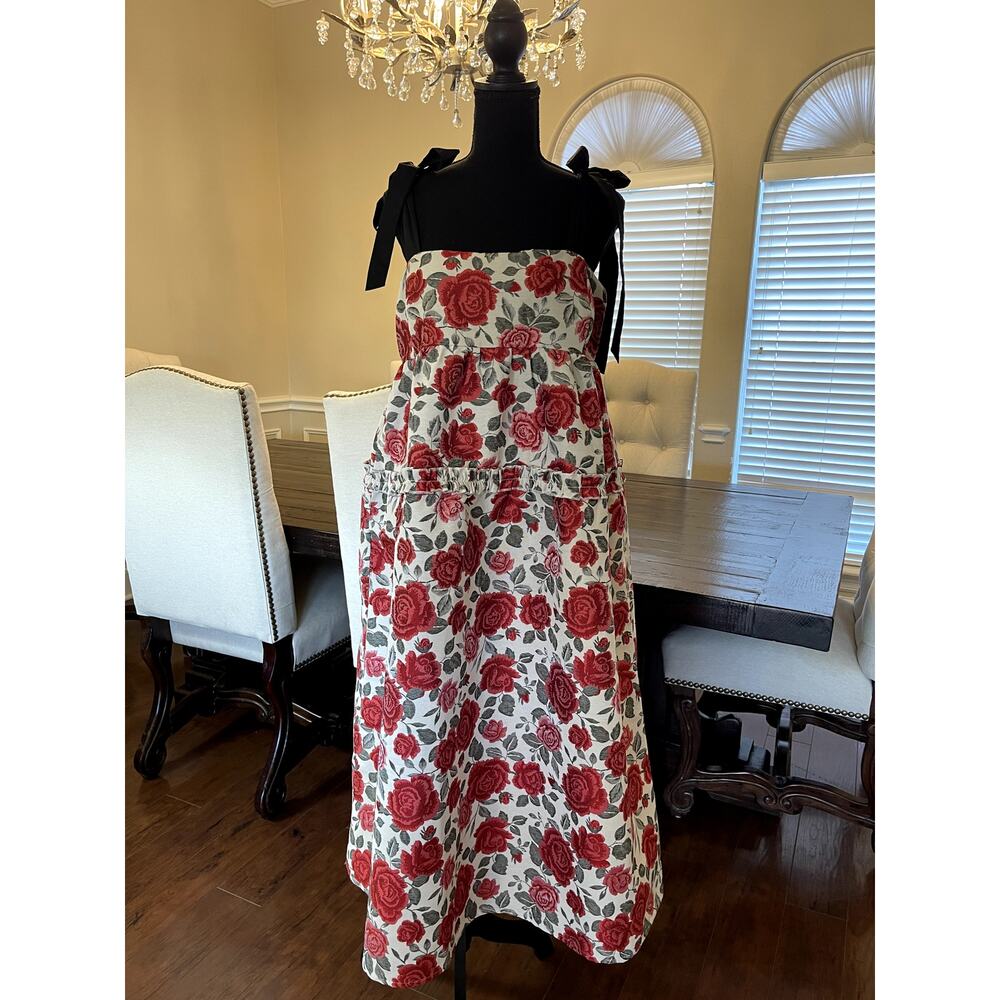 NWT Aureum Rose Jacquard Midi Dress Medium Floral Elegant Wedding Guest Party